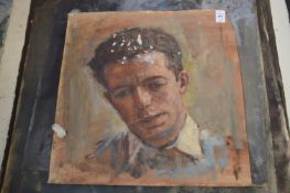 George Weissbort, bust length portrait of a young man, oil on paper, unframed together with seven
