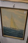 Montague Dawson, sailing yacht at sea, colour print, pencil signed.