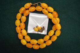 A bead necklace with matching earrings.