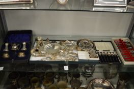 Cased silver cruet set and a quantity of other small silverware.