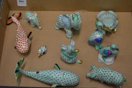 A group of Herend miniature porcelain animals and birds etc.