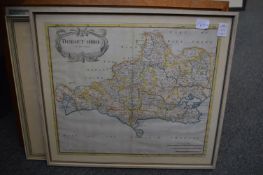 Robert Morden, part hand coloured map of 'Dorsetshire' and two other framed and glazed maps.