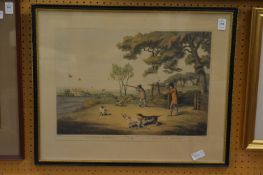 Partridge shooting, colour print.