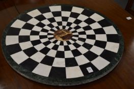 A marble circular table top.