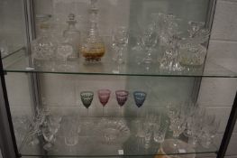 A quantity of glassware to include decanters, drinking glasses including Waterford Colleen etc.