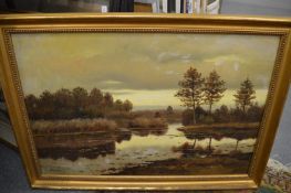 Banker, wooded river landscape, oil on canvas, signed together with a watercolour of an estuary, a