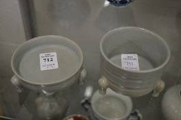 Two Chinese celadon glazed brush washers.