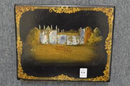 Victorian papier mache inlaid and gilded writing slope.