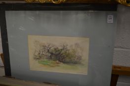 George Weissbort, a landscape with figures by an old tree, watercolour, unframed together with