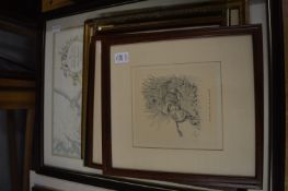 A quantity of equine related prints and other items.