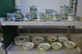 Jethro Jackson, a quantity of pottery dinnerware and storage jars etc, decorated with sea birds.