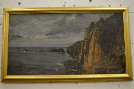 Coastal landscape with rocky cliffs, oil on canvas.