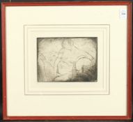 EDMOND AMAN-JEAN (1860-1935) FRENCH. Nude. Etching. 5 7/8