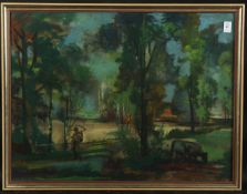 CONTINENTAL SCHOOL (EARLY 20TH CENTURY). Watercolour and gouache, a farm worker on a track, signed