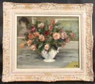 MARCEL DYF (1899-1985) FRENCH. Still life, a bowl of roses. Signed. Oil on canvas. 17.5