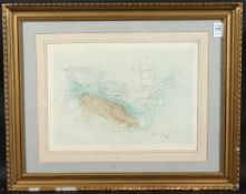 RAOUL DUFY. Sleeping Nude. Original etching and pencil. Signed. 9