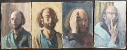 GEORGE WEISSBORT (1928-2013). Four various self portraits, head and shoulders. Oil on board. 16