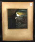 M. J. HUTCHINS. Coloured chalks, a native girl in Leopard's Cove, Dar-es-Salaam, signed, dedicated