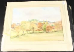 GEORGINA LING (HASLEMERE ARTIST) Autumn Morning, Blackdown Signed, watercolour unframed. 13.5ins x