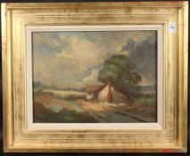 M. FAIRHURST. A cottage and trees by a roadway. Signed. Oil on board. 11