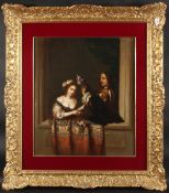 AFTER GERRIT DOU. 'The Lute Player', a late 19th Century oil on canvas. 22.5