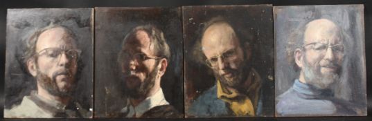 GEORGE WEISSBORT (1928-2013). Four various self portraits, head and shoulders. Oil on board. 11