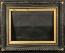 A BLACK REEDED FRAME with Greek key pattern. Rebate size 20ins x 27ins.
