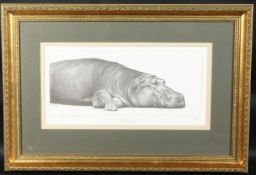GARY HODGES (b. 1954) BRITISH. Hippopotamus. Signed. 25/500. Image 8.5