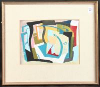 ATTRIBUTED JOHN PIPER. Abstract composition, gouache and collage. Signed. 8