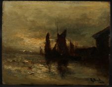 G. BOYLE (LATE 19TH/EARLY 20TH CENTURY). Sail boats off a moorside, oil on panel, signed. 7