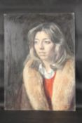 GEORGE WEISSBORT (1928-2013). Portrait, head and shoulders of a lady wearing a fur coat. Signed
