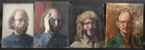 GEORGE WEISSBORT (1928-2013). Four various self portraits, head and shoulders. Oil on board. 15