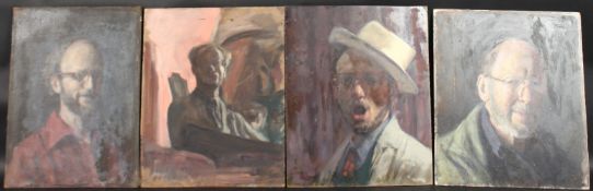 GEORGE WEISSBORT (1928-2013). Four various self portraits, head and shoulders. Oil on board. 15