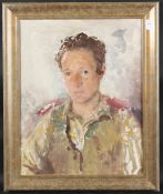 KATE E. OLIVER. Portrait, head and shoulders of a young man. Signed, oil on board, 1936. 20