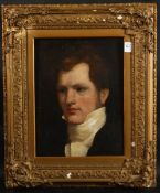 CIRCLE OF JOHN OPIE. Oil on canvas, head and shoulders study of a gentleman wearing a winged