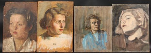 GEORGE WEISSBORT (1928-2013). Four various portraits, head and shoulders of ladies, two signed.