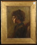 EARLY 20TH CENTURY SCHOOL. Portrait of a boy in side profile, oil on panel, unsigned. 18