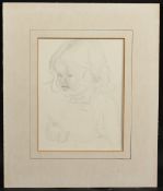 ATTRIBUTED TO JAMES HENRY DOWD. Pencil drawing, bust length study of a young child, (unframed). 8