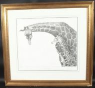 GARY HODGES (b. 1954) BRITISH. Reticulated giraffe with young. Signed. 795/800. Image 15