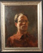 GEORGE WEISSBORT (1928-2013). Portrait, head and shoulders, artist with moustache. Signed, oil on