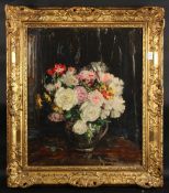 EMILY BEATRICE BLAND (1864-1951) BRITISH. Still life of flowers in a vase, oil on board, signed
