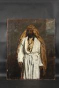 GEORGE WEISSBORT (1928-2013). A full-length portrait of a man in Arab dress. Oil on board. 24