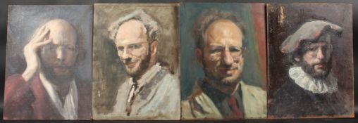 GEORGE WEISSBORT (1928-2013). Four various self portraits, head and shoulders. Oil on board. 16