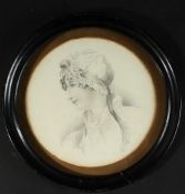 ENGLISH SCHOOL (19TH CENTURY). Pencil drawing, bust length study of a young lady, signed