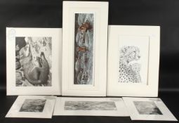CLIVE MEREDITH AND OTHERS. A folder of World Wildlife edition prints (6).
