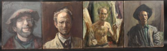 GEORGE WEISSBORT (1928-2013). Four various self portraits, head and shoulders. Oil on board. 14