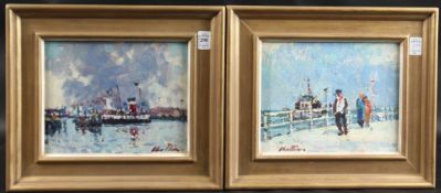 GEOFFREY CHATTEN (b. 1938) ENGLISH. The Waverley and The Dredger, oil on board. Signed. 8