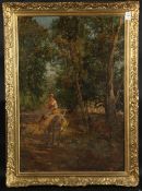 EDUARDO MATANIA (1847-1929). Gypsy girl on a donkey on a forest path, oil on canvas, signed '66. 26