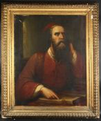 L. Spencer, Crica 1865 (possibly Lily Spencer, American School), a half-length portrait of a holy