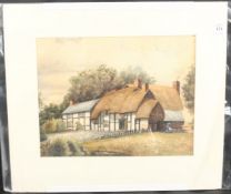 ENGLISH SCHOOL 1891 A THATCHED COTTAGE. Dated 91, unframed. 10ins x 12ins ( 26cm x 30cm)